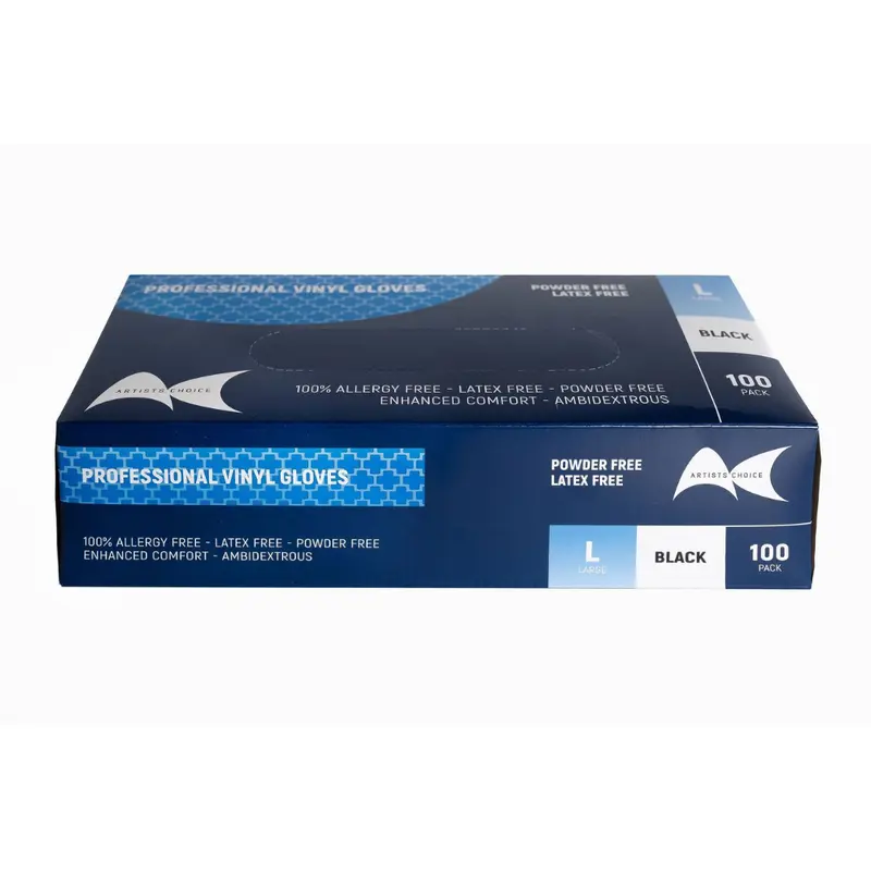 Artist Choice Black Vinyl Gloves - Large