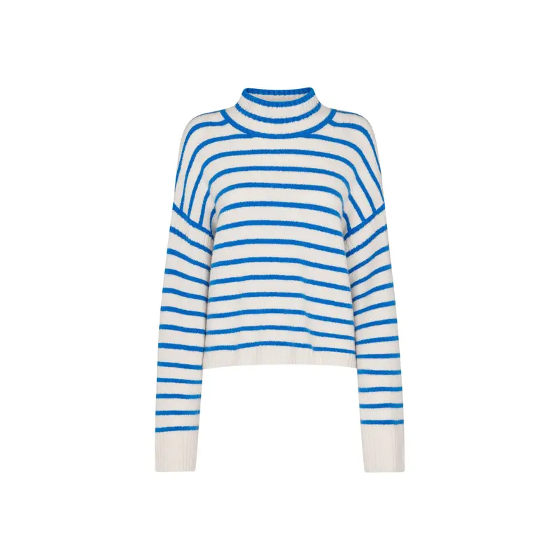 Stripe Rib Detail Funnel Knit