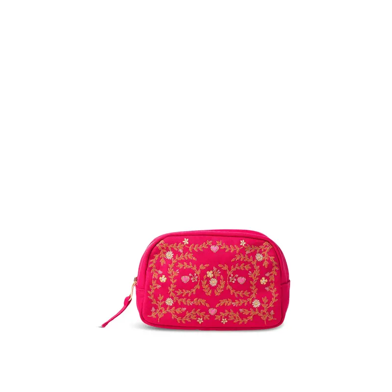 Mediterranean Garden Pink Cotton Makeup Bag