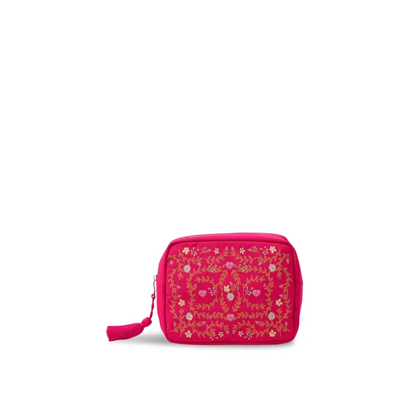 Mediterranean Garden Pink Cotton Wash Bag