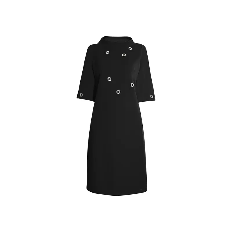 Eyelet High Collar Dress