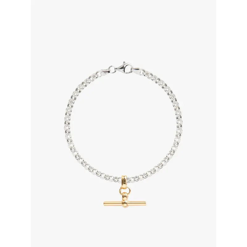 Two Tone Belcher Bracelet with T-Bar