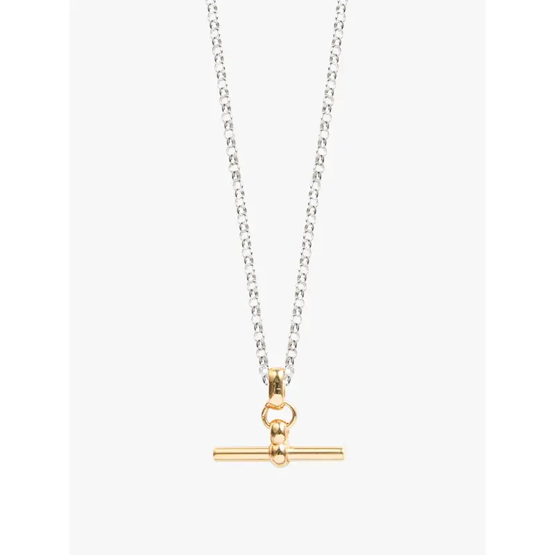 Two Tone T-Bar on Belcher Chain