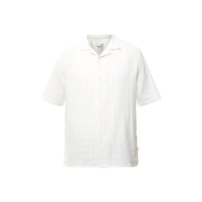 Didcot Ecru Open Weave Cotton Short-Sleeve Shirt
