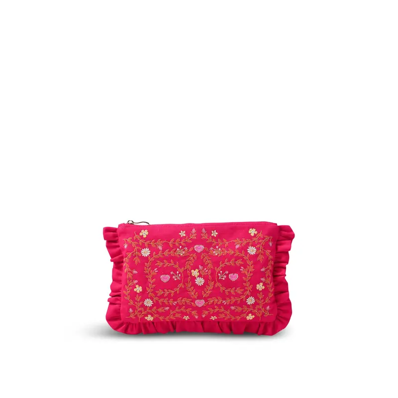 Mediterranean Garden Pink Cotton Everyday Pouch