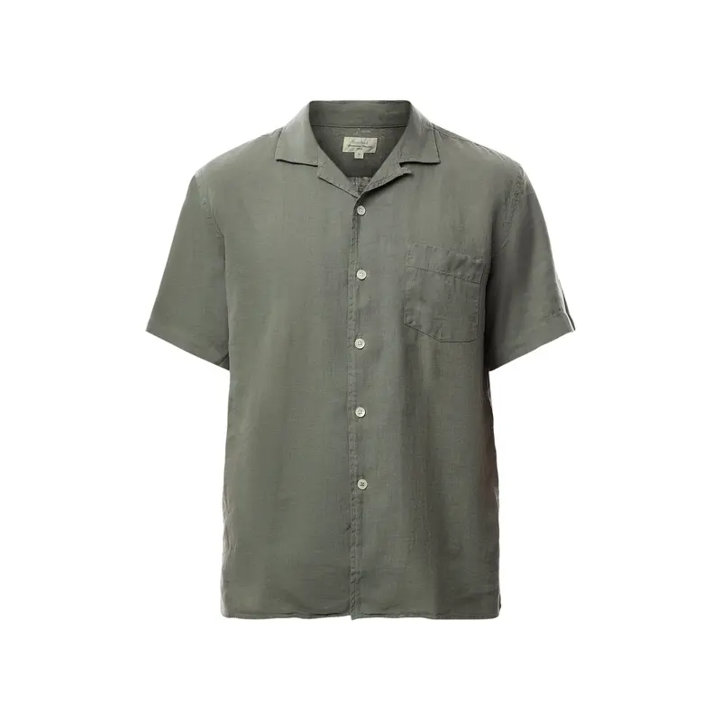 Revere Collar Linen Palm Mc Woven Shirt