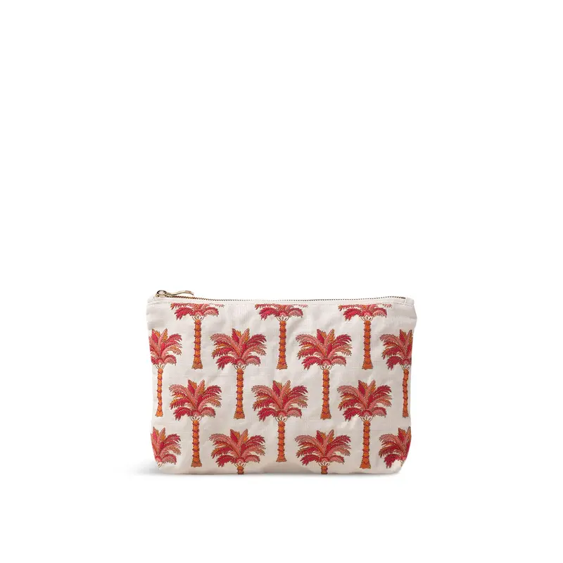 Sunrise Palms Cream Cotton Everyday Pouch