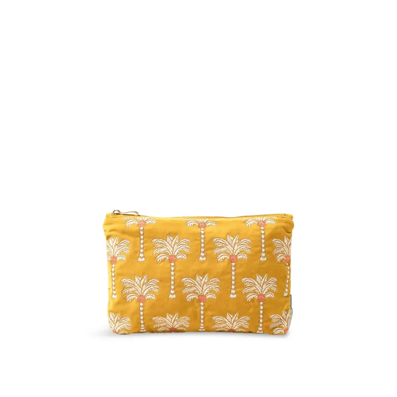 Sunrise Palms Mustard Velvet Everyday Pouch