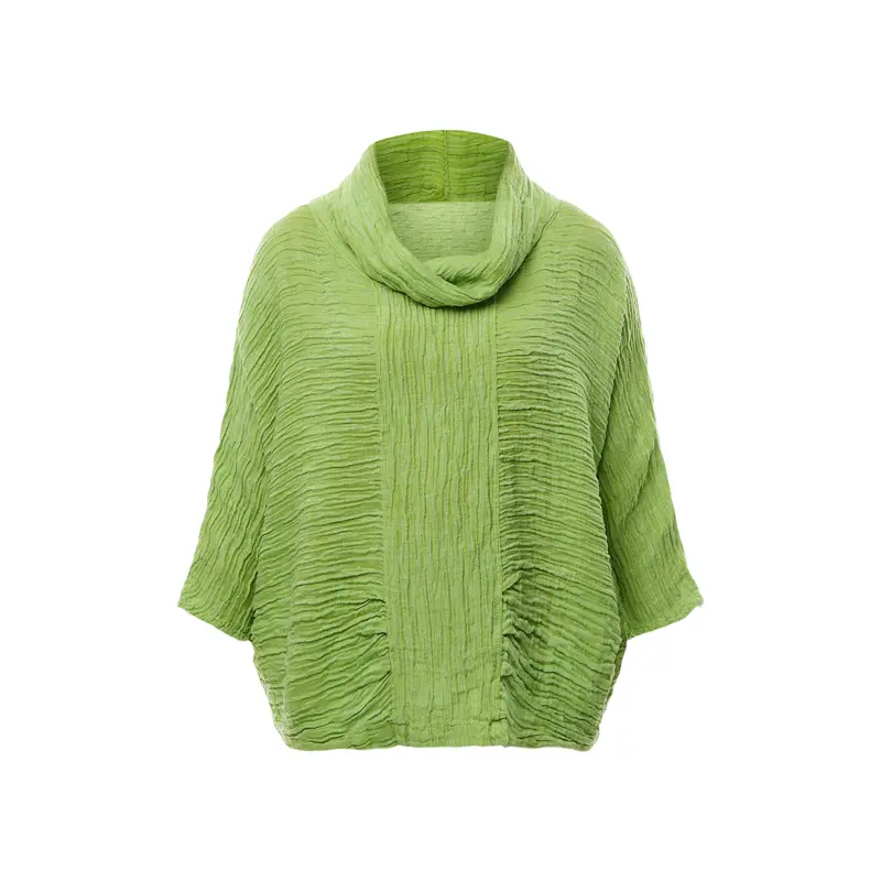 Silk Crinkle Cowl Neck Top