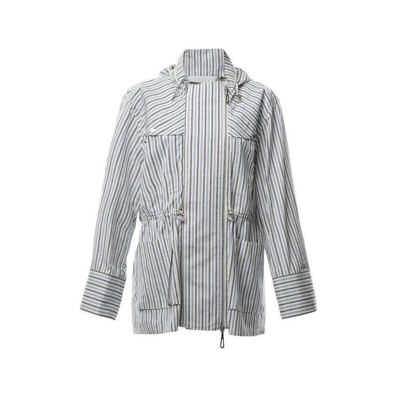 Rabanne Striped Cotton Parka Hooded Jacket