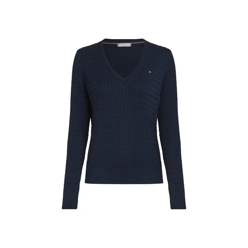 Cotton Cable V-Neck Sweater