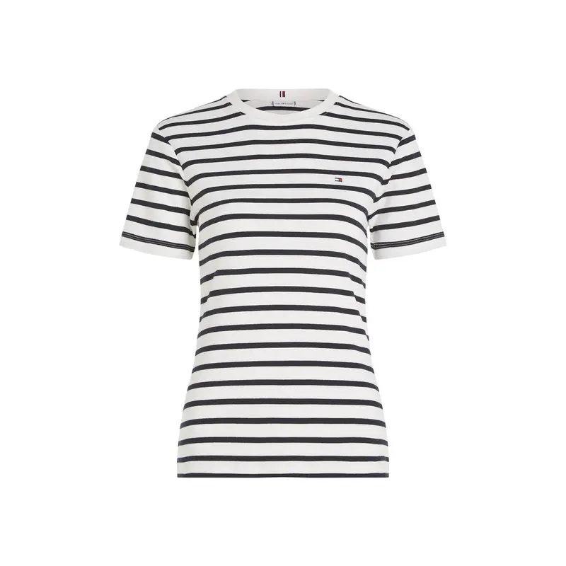 Flag Embroidery Slim Fit Striped T-Sh