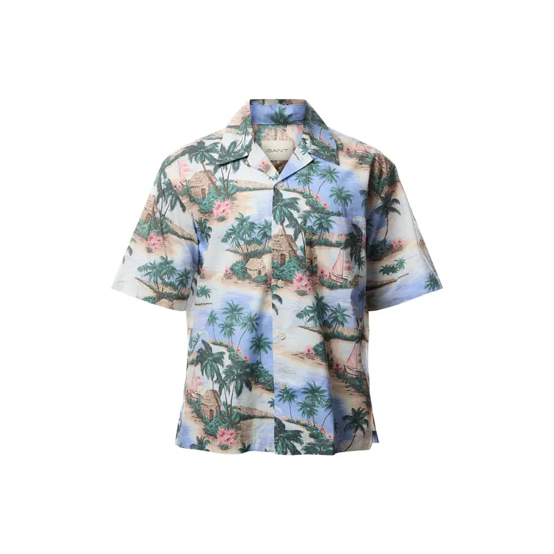 Resort Island Print Short Sleeve Shirt