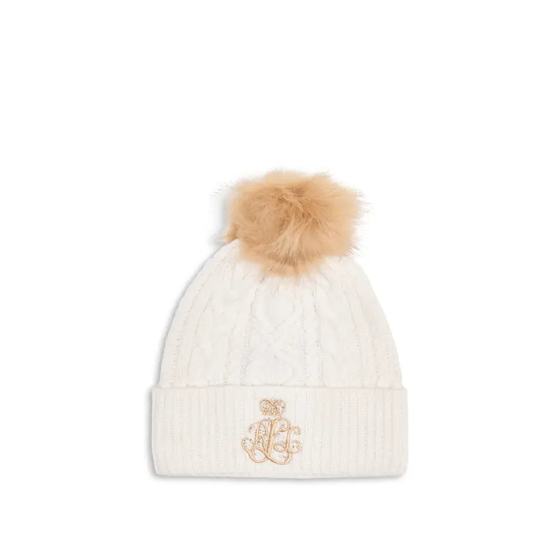 Crest Cable Knit Hat Black