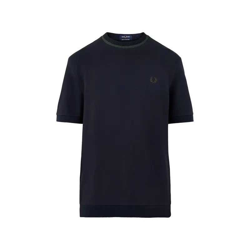 Crew Neck Pique T-Shirt Navy