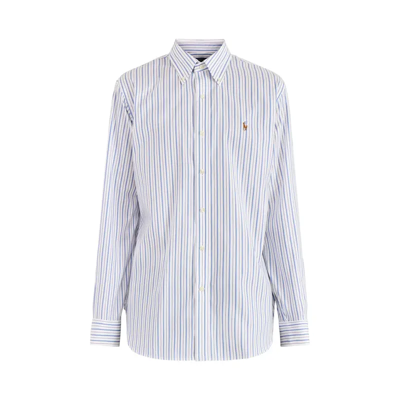 Custom Fit Multi Stripe Oxford Dress Shirt Blue