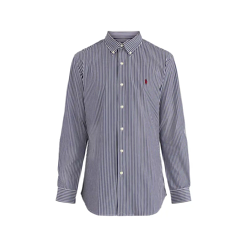 Custom Fit Stretch Poplin Stripe Shirt Blue/White
