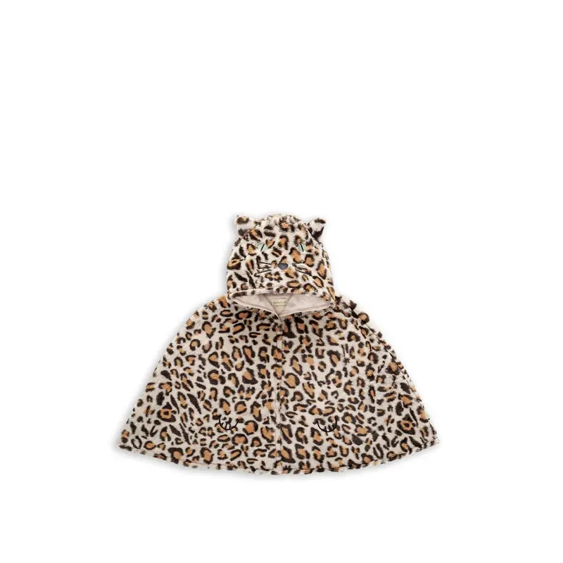 Girls Leopard Dress-Up Fluffy Cape 310 Years Brown