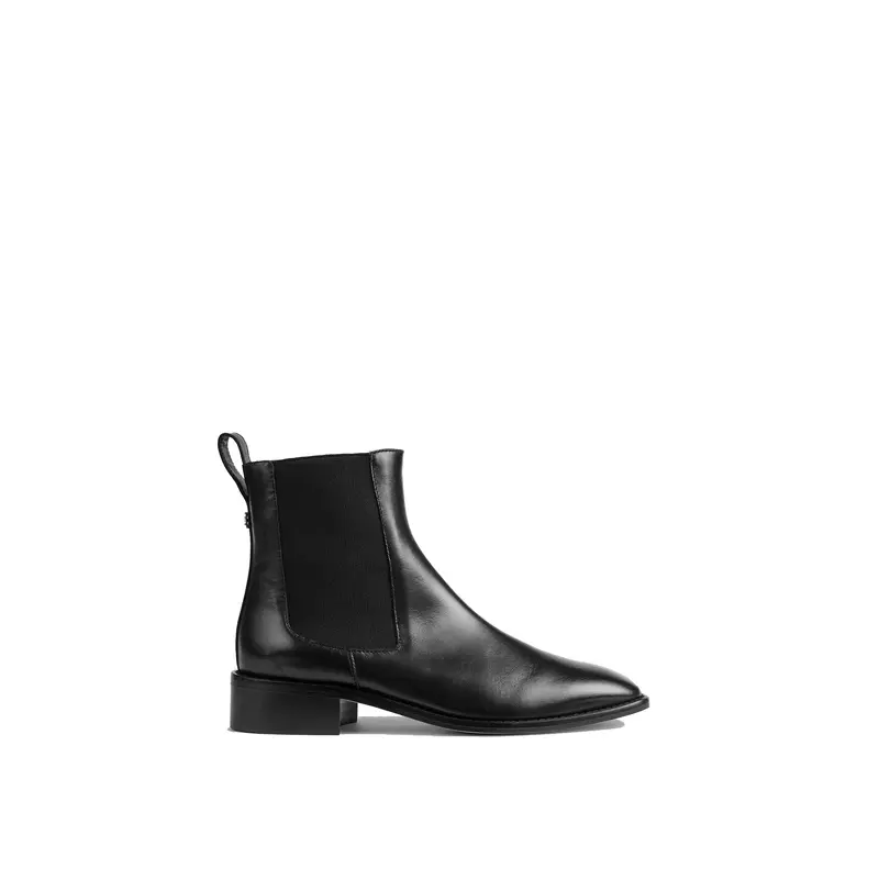 Hattie Black Leather Ankle Boots