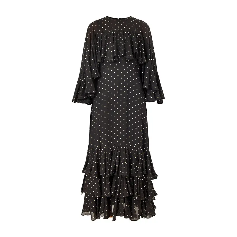 Petula Gold Dot Caped Maxi Gold