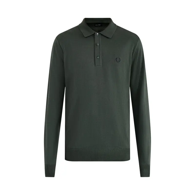 Classic Knitted Long Sleeve Polo Shirt Green