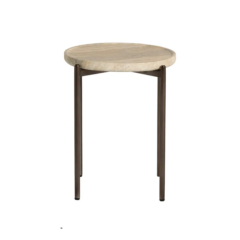 Ryde Dark Travertine Side Table Brown