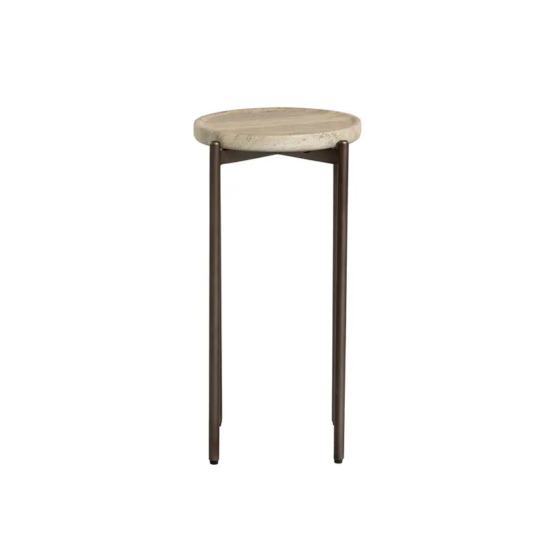 Ryde Travertine Side Table Brown