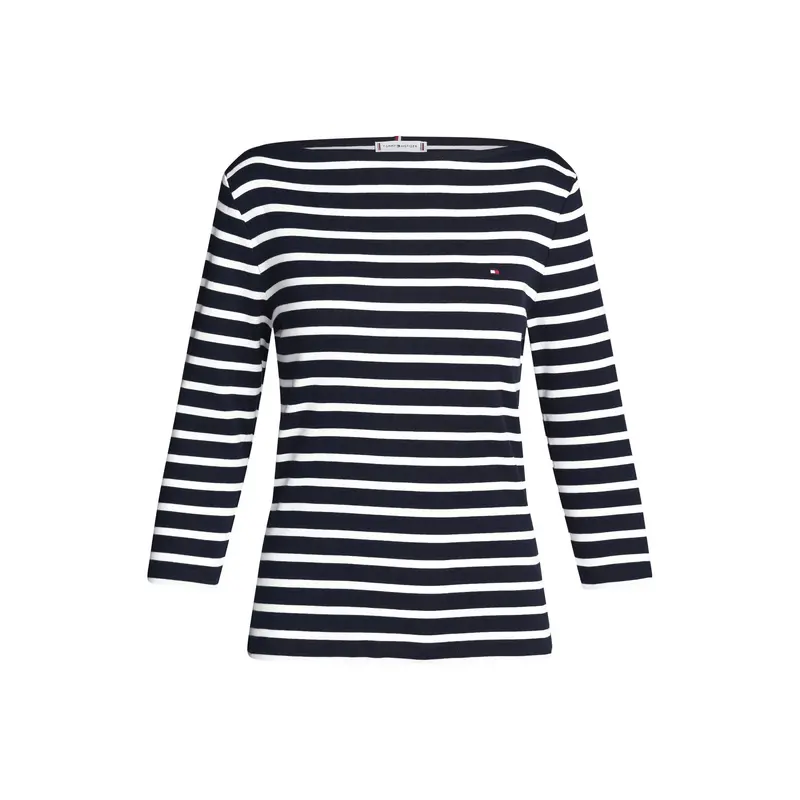 Boat Neck Slim T-Shirt Stripe