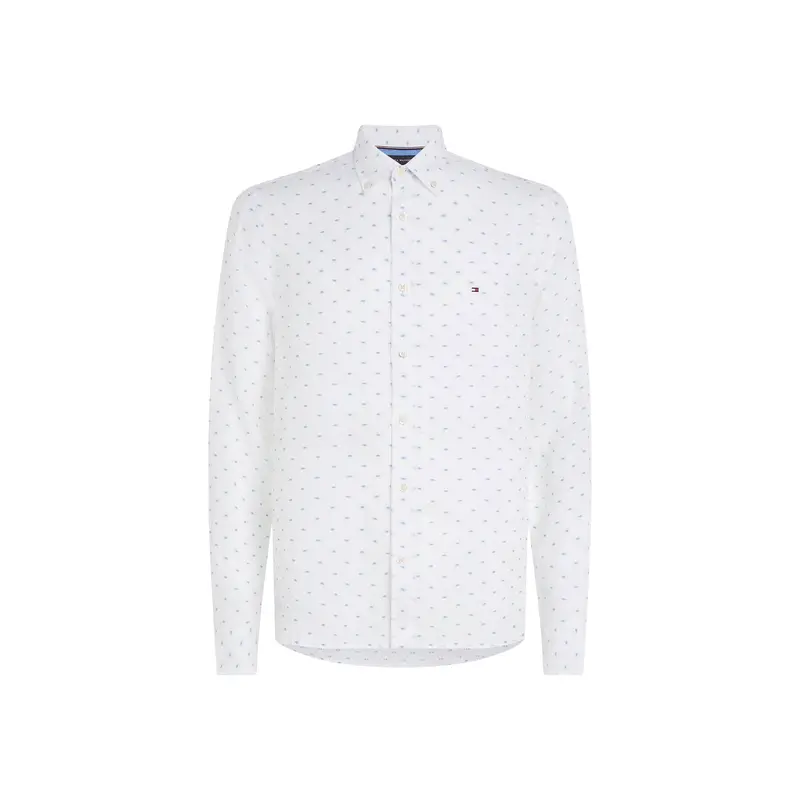 Linen Flag Embroidery Slim Fit Shi