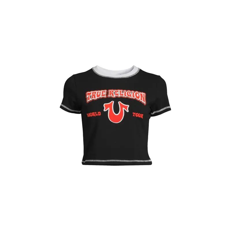 Contrast Stitch Cropped T-Shirt