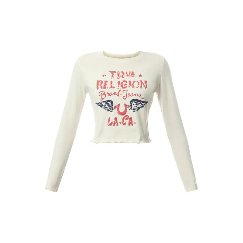 Distressed Wing HS Baby Tee WithLettuce Hem