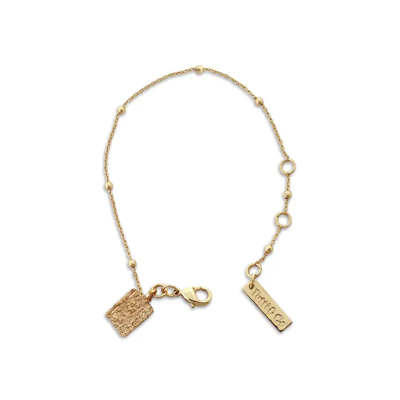 Ball Chain Bracelet with Textured Disc Drop