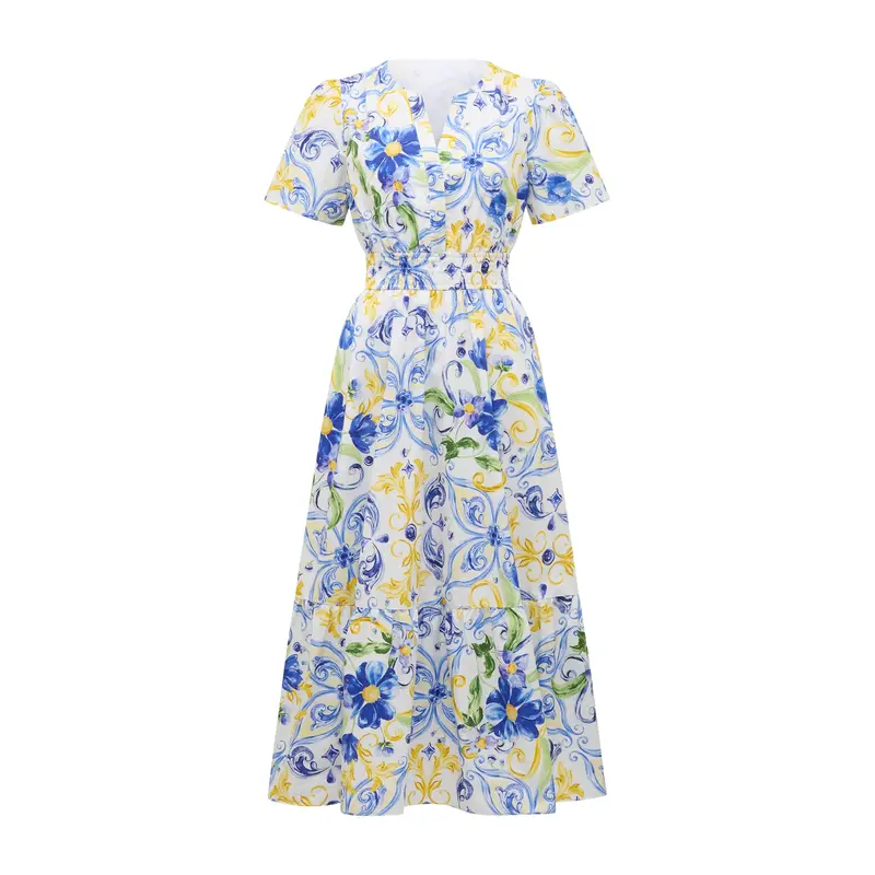 Eleanor Cotton Short Sleeves Midi Dress