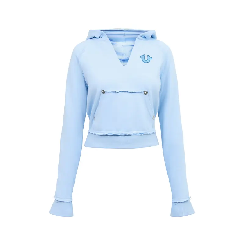 Terry V Notch Hoodie Raw Edge