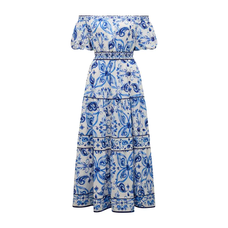 Ravenna Off Shoulder Tiered Midi Dress