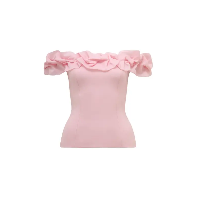 Stephanie Ruffle Crepe Bustier Top