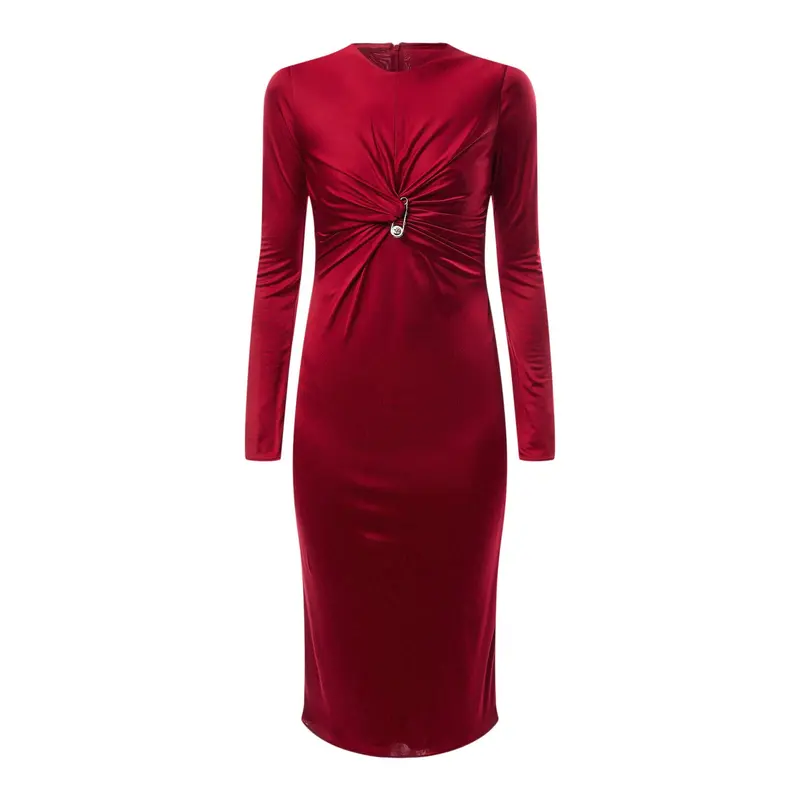 Safety Pin Gathered Fitted Midi Dress