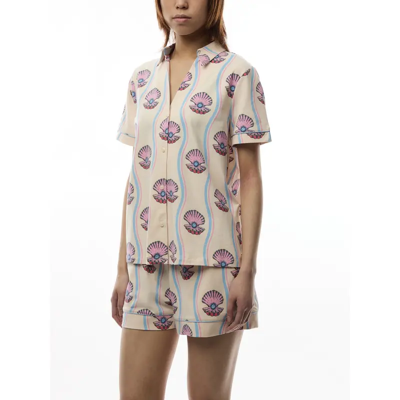 Wavy Shell Stripe Short Set