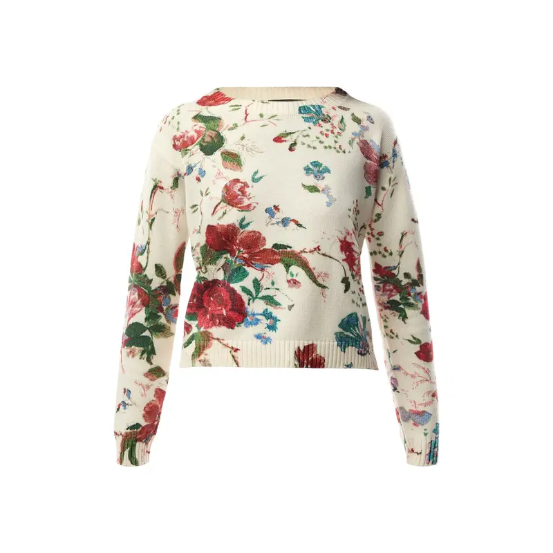 Floral Denis Cropped Sweater