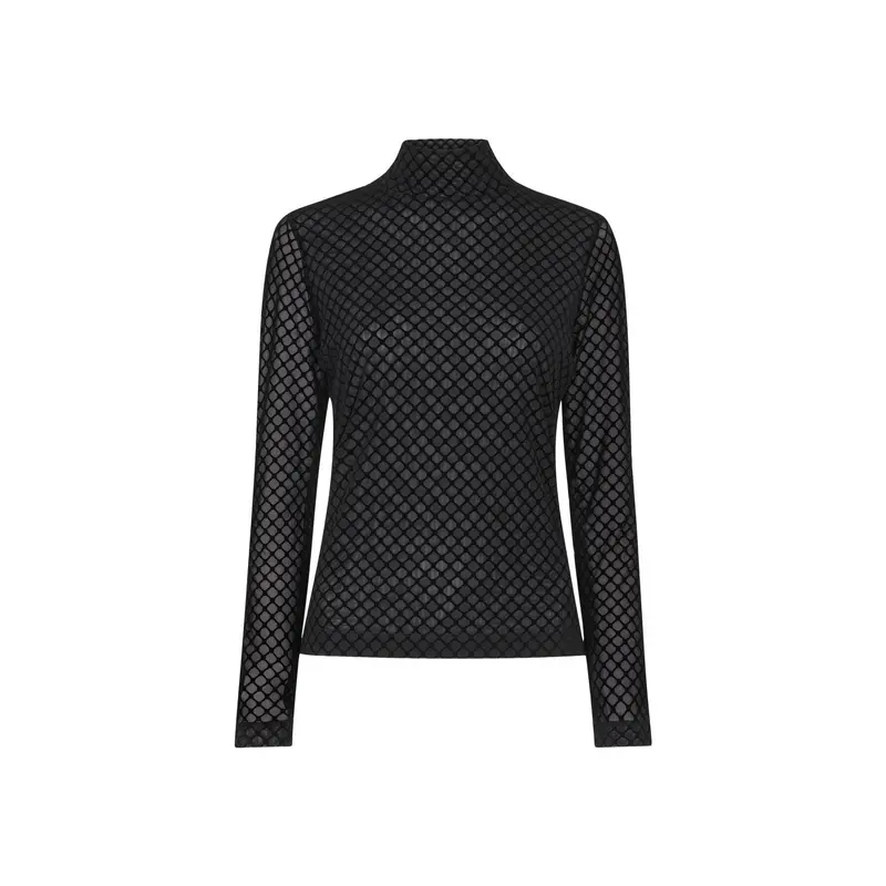 Checked Flocked Mesh Top