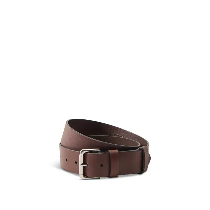 Leather Roller Buckle Belt Brown