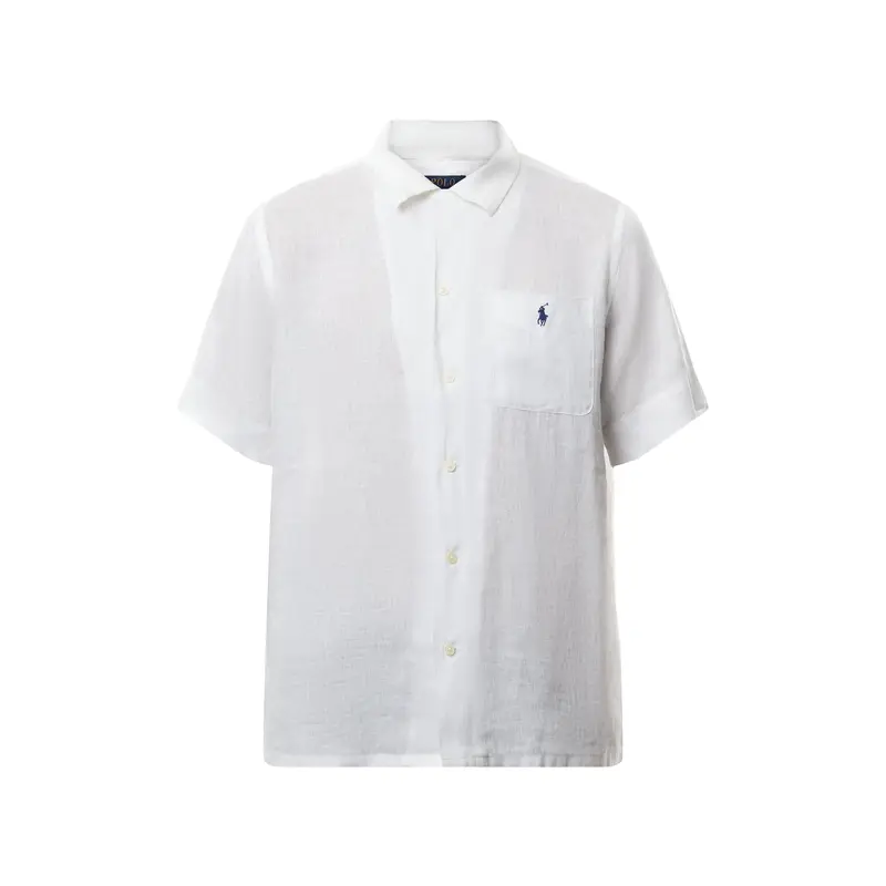 Linen Open Collar Short Sleeve Shirt