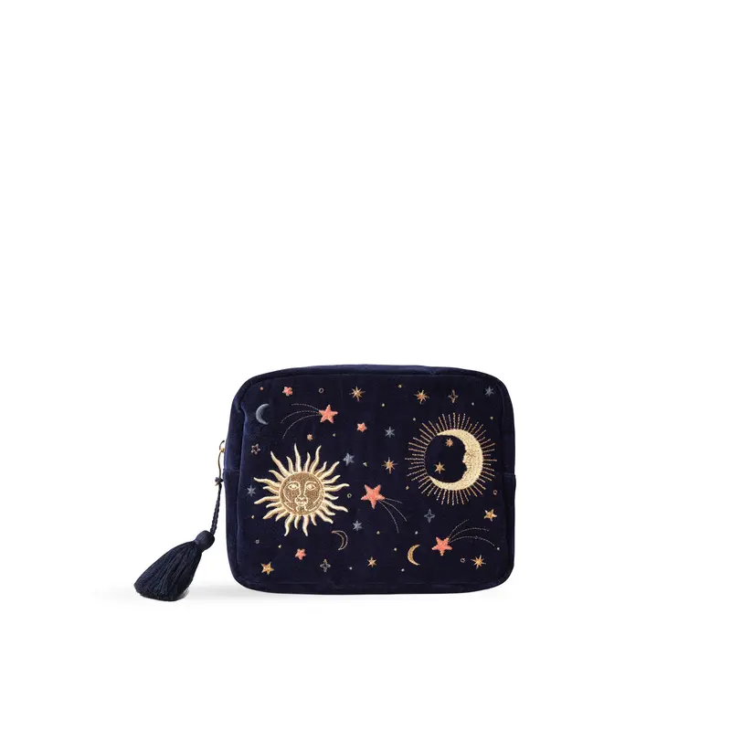 Celestial Velvet Wash Bag Navy