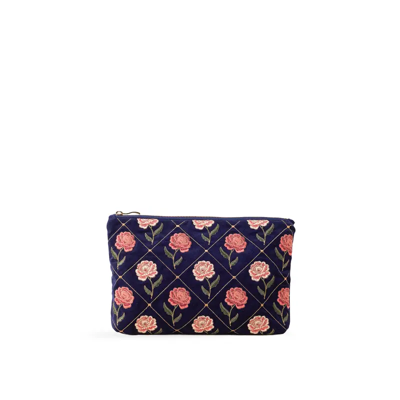 Rose Velvet Everyday Pouch Navy