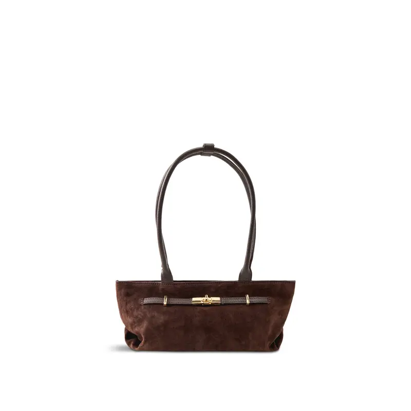 Bacil Long Handle Suede Bag Brown
