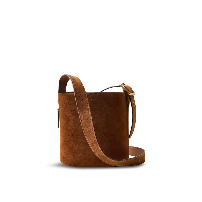 Suede Bleecker Bucket Bag 21 Brown