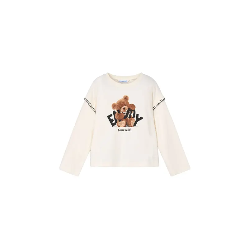 Kids Bear Long Sleeve Shirt White