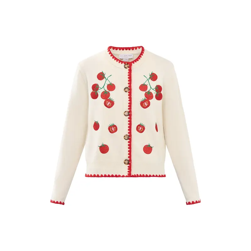 Tomato Embroidered Cardi