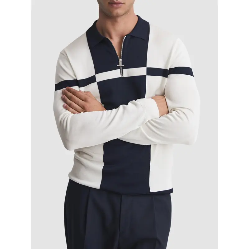 Langland Slim Fit Colourblock Half-Zip Neck Jumper