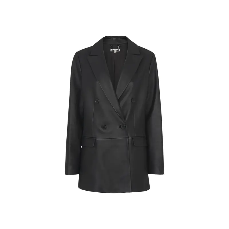 Aliza Waisted Leather Blazer